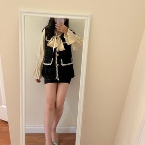 NWT Korean duffle blouse with bow size s